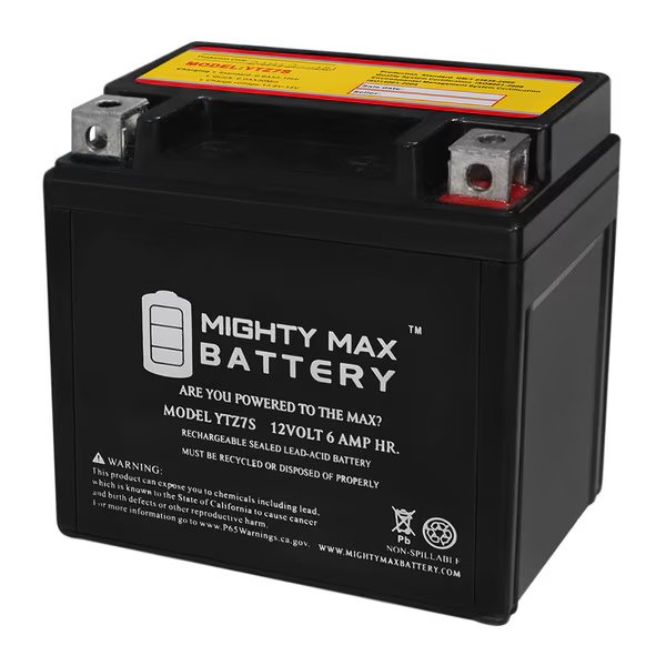 YTZ7S 12V 6AH Battery Replaces Yamaha 1000 YZF-R1, M, S 2015, 19-20, Mighty Max Battery, Mfr#: YTZ7S1534